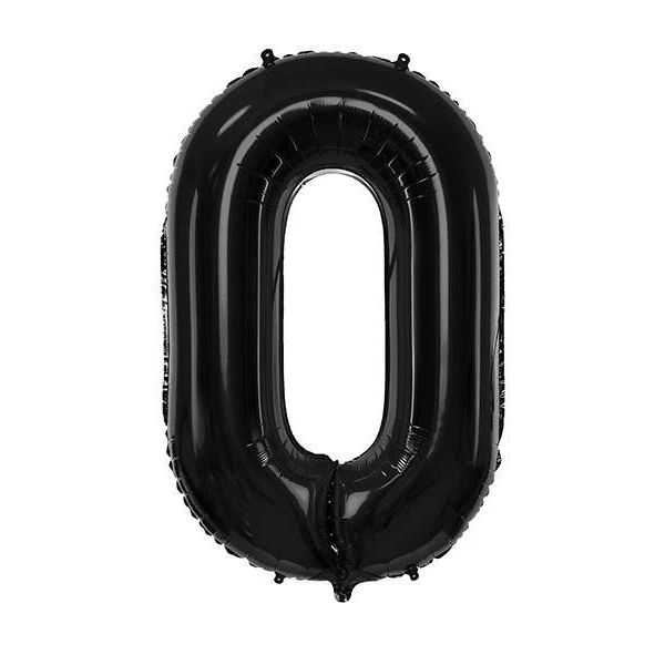 Crni helijumski folija balon u obliku broja 0 86 cm - Slika 1