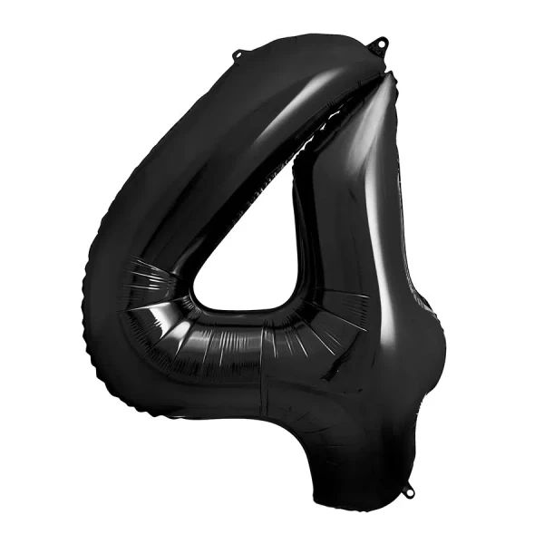 Crni helijumski folija balon u obliku broja 4 86 cm - Slika 1