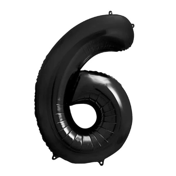 Crni helijumski folija balon u obliku broja 6 86 cm - Slika 1