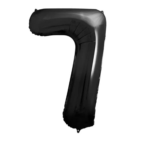 Crni helijumski folija balon u obliku broja 7 86 cm - Slika 1