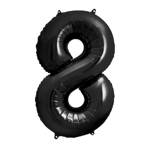 Crni helijumski folija balon u obliku broja 8 86 cm - Slika 1