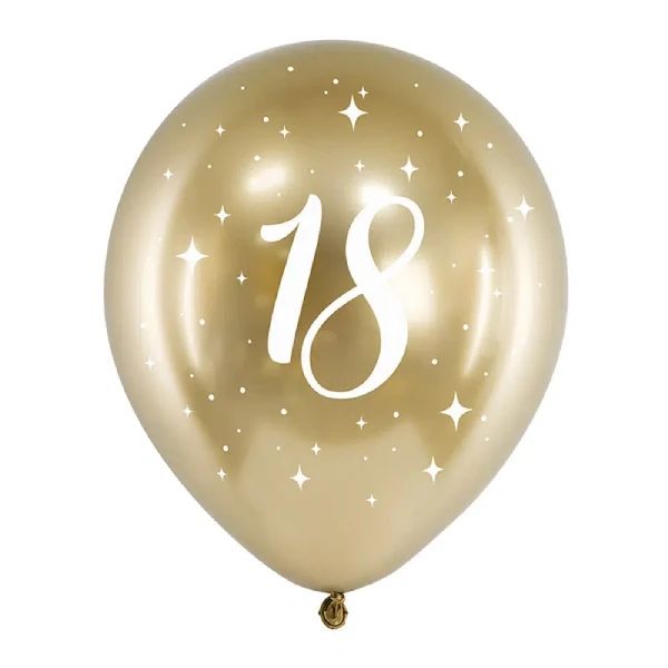 Balon Glossy Gold sa natpisom 18 za rođendan 86 cm - Slika 1