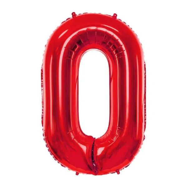 Folija balon broj 0 sa helijumom crvene boje 86 cm - Slika 1