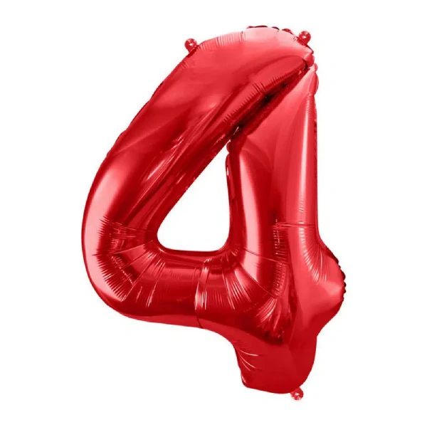 Folija balon broj 4 sa helijumom crvene boje 86 cm - Slika 1