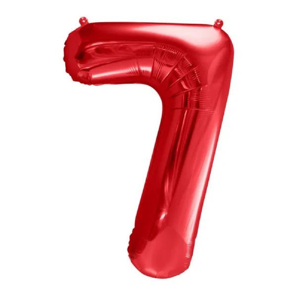 Folija balon broj 7 sa helijumom crvene boje 86 cm - Slika 1