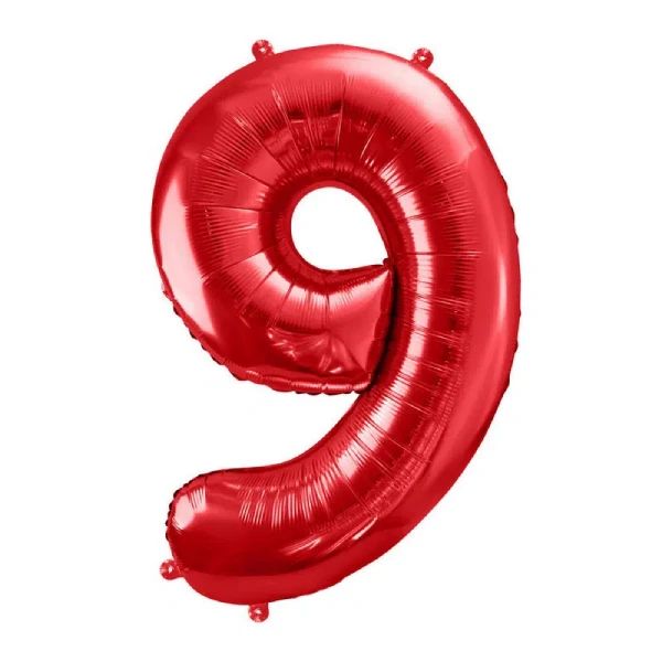 Folija balon broj 9 sa helijumom crvene boje 86 cm - Slika 1