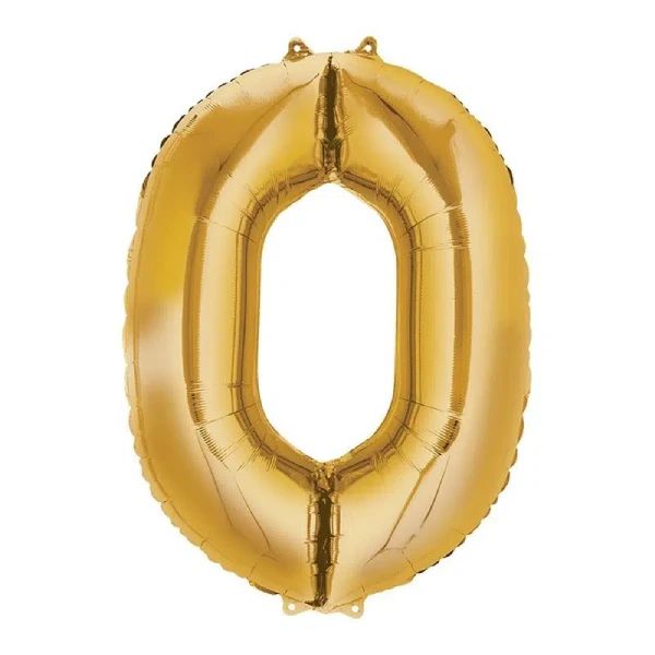 Zlatni helijumski folija balon broj 0 za proslave 86 cm - Slika 1