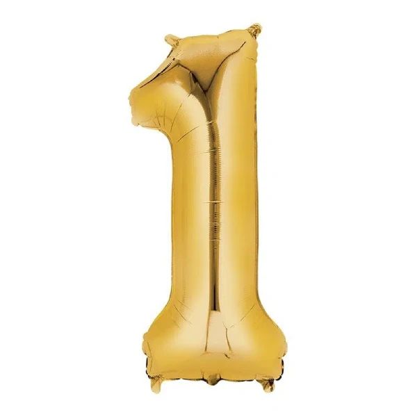 Zlatni helijumski folija balon broj 1 za proslave 86 cm - Slika 1