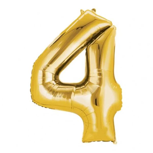 Zlatni helijumski folija balon broj 4 za proslave 86 cm - Slika 1
