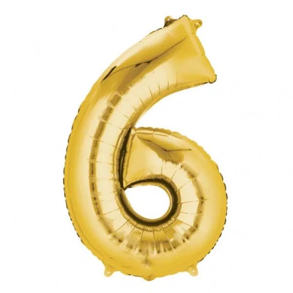 Zlatni helijumski folija balon broj 6 za proslave 86 cm - Slika 1