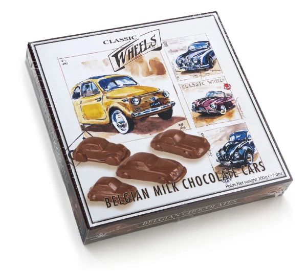 Belgian MIlk Chocolate Cars sa kremastim punjenjem i retro dizajnom - Slika 1