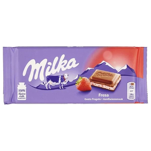 Milka Strawberry alpska mlečna čokolada sa kremom od jagode 100g - Slika 1