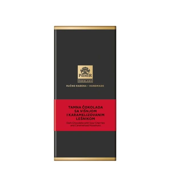 Premier tamna čokolada sa višnjom i karamelizovanim lešnikom 100g - Slika 1