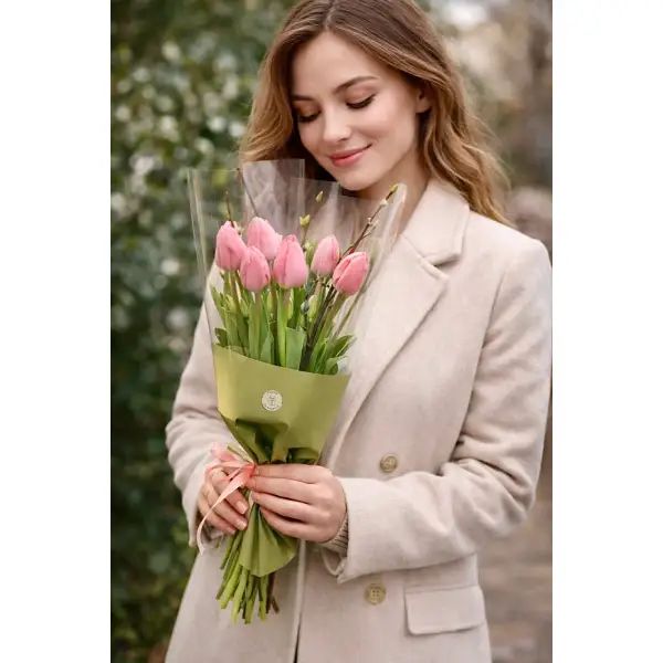 🌷 Buket "Ružičasta Elegancija“ – 7 lala - Slika 1